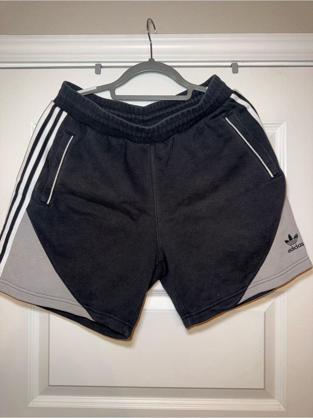 adidas Black & Gray Trefoil 3-Stripes Athletic Shorts